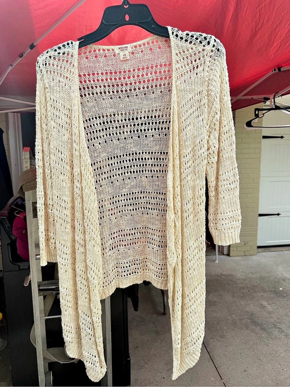 Mossimo Supply Co. Open Front Crochet Cardigan Cream Size Large